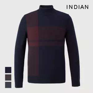 [INDIAN] 체크하프터틀 니트_MITBHYW9211