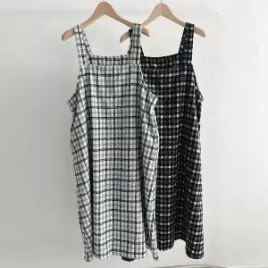 [하프클럽/]여성 빅사이즈 체크포켓 멜빵 겨울 롱 원피스