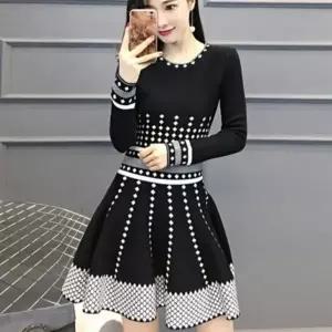 니트 원피스 롱원피스 봄 여성 쉬폰 미니 슬림 치마 (WFJ4SBK)