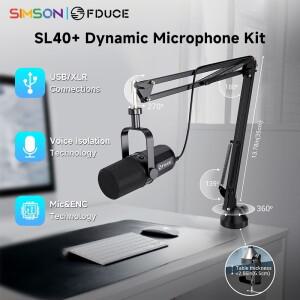 [호환품]FDUCE SL40 + USB XLR 다이나믹 마이크 키트 내장 헤드셋 출력 방음 암 스탠드 PC PS5/4 믹서용