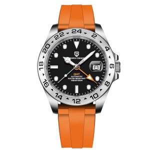 [미국배송] 파가니 디자인 시계 남성 GMT 자동 와인딩 기계식 아날로그 사파이어 스포츠 방수 야광 손목시계