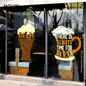 현대 미니멀리스트 맥주 장식 클링 가게 레스토랑 스티커 음악 정전기 축제용 바베큐 유리 데칼 여름