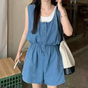 멜빵바지 민소매 밴딩 점프슈트 미니기장 양포켓 스타일리쉬