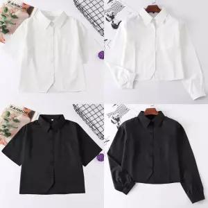 언발컷팅 베이직 각카라 여자 교복셔츠(반팔or긴팔)