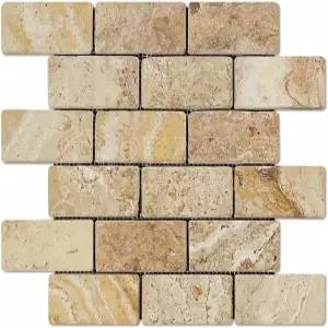 Oracle Tile Stone 발렌시아 트래버틴 2 X 4 브릭 모자이크 타일 텀블드 (5매 20조각 8평방인치 커버리지)