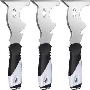 미스터 루이 페인트 스크래퍼 3팩 다용도 도구 퍼티 나이프 10 in 1 페인팅용 망치 끝이 있는 금속 테이핑