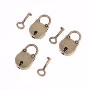 1/3 세트 다이어리 하드웨어 자워터쇠 미니 소형 곰 머리 앤티크 합금 열쇠 패드락 올드 빈티지 박스 가방