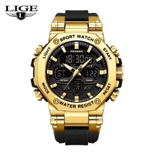 Lige Men 시계 [세금포함] [정품] 스포츠 쿼츠 손목시계 경보 LED 디지털 방수 다이버 Boys 명품시계 패션