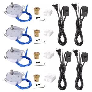 컵 터너 컵티세리 텀블러 로테이터용 4PCS 동기식 모터 턴테이블 전동 모터(7mm 유연한 커플링 램프 코드