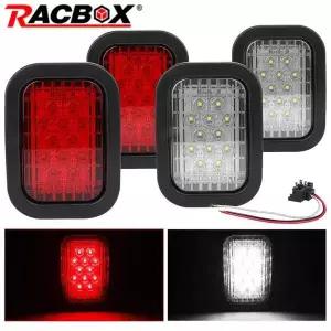 호환  빨간색 및 흰색 트럭 LED 후미등 플러시 마운트 5x3 인치 직사각형 조명 클리어런스 라이트 트레일러