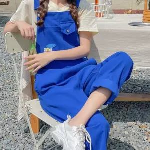 멜빵바지 파랑 점프수트 일체형 여름 스타일 오버롤