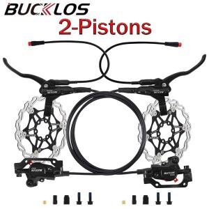 BUCKLOS 유압 디스크 브레이크 세트 피스톤 2개 전기 자전거 산악 스쿠터 부품 1100mm 1850mm
