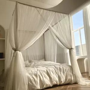 공주풍 침대 캐노피 사각 레이스 침실 가림막 커튼 모기장