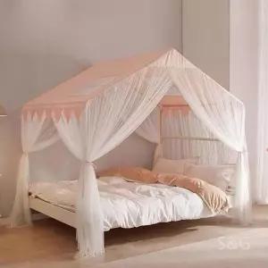 공주 침대 커튼 타입A 캐노피 모기장 침대커튼 커텐 지붕 120x200cm