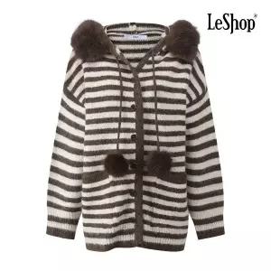 [르샵] 후드퍼 방울 포켓 스트라이프 니트 가디건 (BPCKC014A)