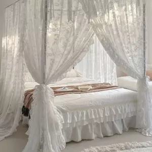 침대커튼 캐노피 모기장 공주침대 스타일 침대 스탠드 150x200cm