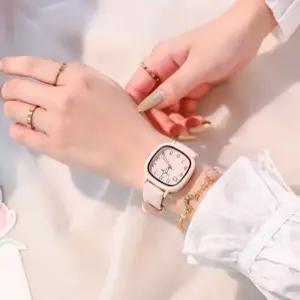 컬러 파스텔 스퀘어 사각 캐주얼 여성 밴드 손목 시계
