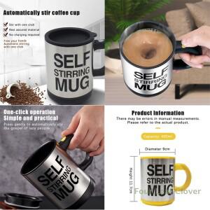 400ml 전동 믹싱 컵 자동 교반 커피/우유/음료 머그 블렌더 스테인리스 스틸 뚜껑 포함 선물 상자 포장