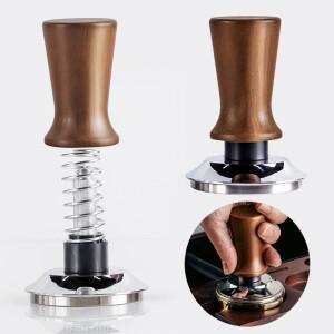 51/53/58MM 솔리드 우드 에스프레소 탬퍼 수동 프레스 커피 (교정된 스프링 장착) 홈 바리스타 액세서리