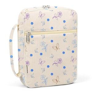 여성용 성경 커버 케이스, 손잡이가 달린 코듀로이 가방 토트, 부드러운 꽃무늬 책 커버, 학습용 캐리어 기독교 선물