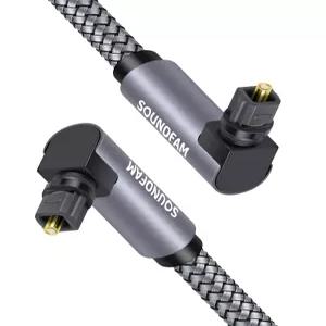 SOUNDFAM 90도 광학 오디오 케이블 10ft/3M 더블 직각 360도 홈 시어터용 프리 회전 플러그 디지털 사운드