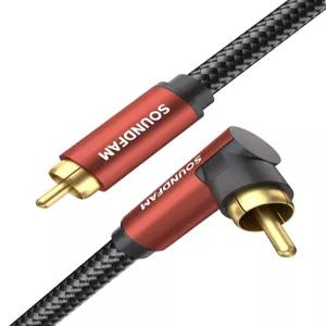 사운드팸 90도 RCA 케이블 10피트/3M 직각 서브우퍼 S/PDIF 디지털 동축 오디오 - [24K 골드 도금 듀얼