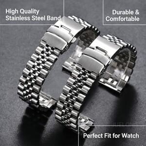 [호환품]고 풀 솔리드 스테인리스 스틸 시계줄 스트랩 - 20mm 플랫 인터페이스 메탈 스트랩 접이식 버클 포