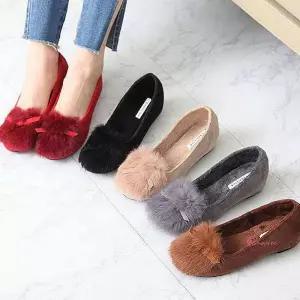 키높이 리얼토끼털 웨지힐 속굽플랫슈즈 리본yza029