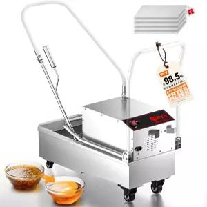 PYY 프라이어 필터 기계 - 40L/10.5GAL 상업용 딥 오일 여과 5.28GAL/분 1700RPM 스테인리스 스틸 이동식