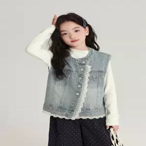 레이스청조끼 자켓 조끼 데님베스트 민소매