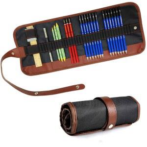 드로잉 스케치 연필 세트, 26개의 드로 용품 키트, 14개의 흑연(12B - 6H), 지우개 샤프너 익스텐더, 아트, 스케치, 셰이딩, 초보 프로 아티스트를 위한 아티스트 연필에 이상적입니다