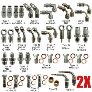 2X 스테인레스 스틸 AN3 바이크 오토바이 전동 자전거 유압 브레이크 오일 호스 라인 밴조 피팅 10MM 02845