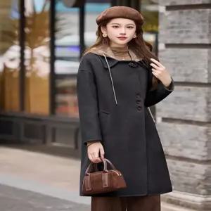 여자점퍼 집업 야구 항공 후드 리버시블 울 코트 추동 롱 모직 원템4