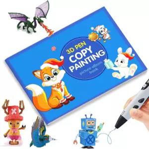 Zomhaos 3D 펜 템플릿 드로잉 및 매트 10장 10 x 7인치 50개 이상의 이미지 초급 고급 흰색 종이 매끄러운