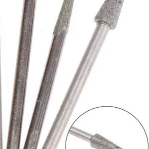 6개 1-4mm 다이아몬드 그라인딩 헤드 니들 비트 버 조각 도구 2.35mm
