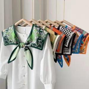 포인트 어부바 스카프 케이프넥케이프 페이크카라 체크셔츠 블라우스페이스 레이스 프릴 실크