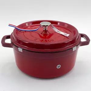 스타우브 B품 원형 꼬꼬떼 체리 24cm 인덕션 무쇠냄비 주물 전골냄비