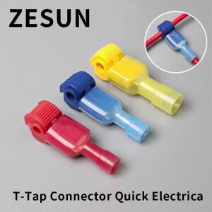 10/30/100Pcs T-탭 커넥터  전기 케이블 스냅 스플 라이스 잠금 방수 압착 와이어 터미널 파란색 노란색 빨