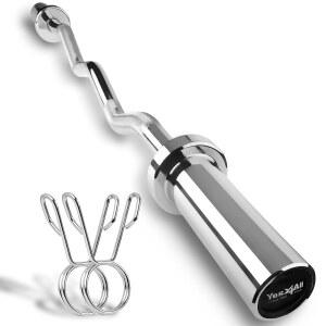 예스4올 스탠다드 스트레이트 바벨 60인치 및 이지 컬 바 47인치, 용량 200~480파운드, 무게 1~2인치 직경 - 스타 락 칼라, 러버 링, 스핀이 포함된 데드 트 스쿼트용 제품입니다