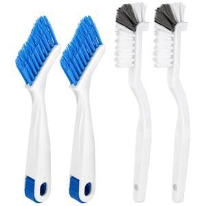 가정용 소형 틈새 청소 브러시 세트, 4피스 다기능 스크럽 브러시, 손잡이가 있는 주방 싱크대 창문 트랙 욕실 모서리 브러시(4)