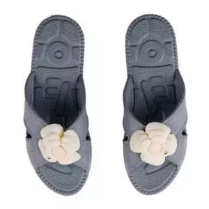 플라워 디자인 지압 슬리퍼 실내화 거실화 가벼운 방한용 그레이 WFJP8O8