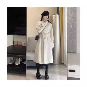 여성코트 모직 코트 롱 추동 햅번 스타일 오버핏 OP4