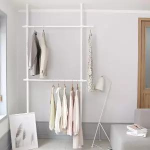 기둥식 행가 2단행거 코트랙 25파이/옷걸이/옷장/고급/커버/튼튼한/드레스/룸/수납/코너/정리대/바지/행거