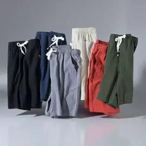 [골드스마일]남성용 여름용 5부 밴딩 린넨 코튼 반바지 데일리 캐주얼 팬츠