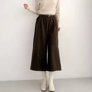 여성 밍크기모 스판 밴딩 투톤10부 골덴 통바지 벨트포함