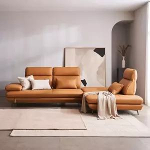 [다우닝]플랫 4인 오픈코너 스윙 전체 천연가죽 소파