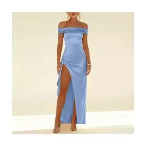 에네로 여성쉬폰원피스 일자 어깨 트임 원피스 프렌치 가을 롱스커트 UNO3