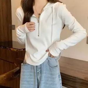 걸스 하프집업 후디트렌드 러블리 룩 장팔 티탑 걸 스타일 하프슬리브 크루넥 여름옷 탱크탑