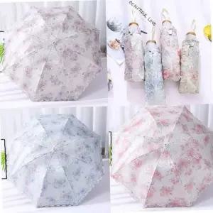 예쁜 장미 무늬 햇빛 자외선 차단 UV 코팅 양산