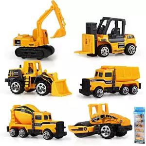 기밀라이프 놀이기구 6세트 장난감 제작 차량 다양한 트럭 미니 자동차 마찰 동력 푸시 놀이 공학 3세 이상